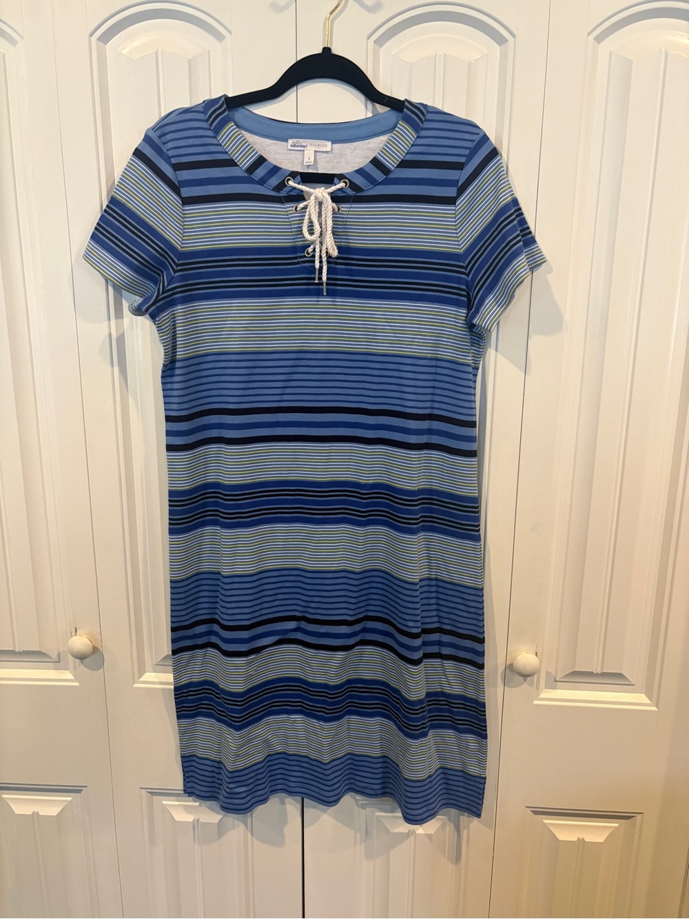 Talbots blue stripe dress size small